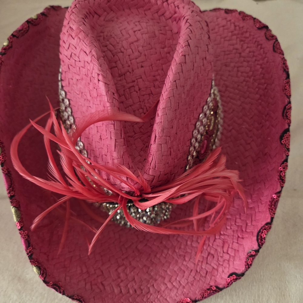 Chic Pink Feathered Women's Western Hat
